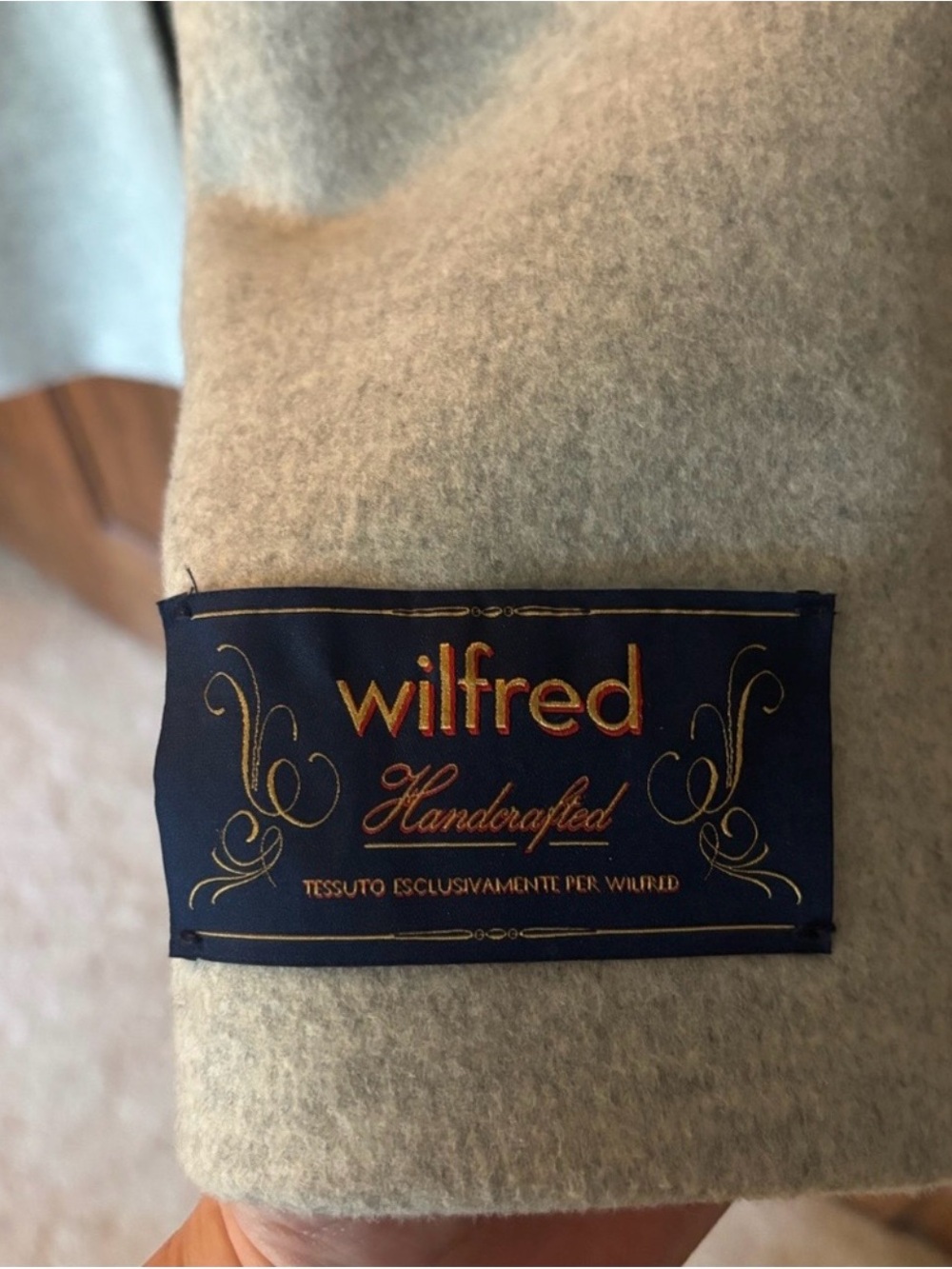 Aritzia Wilfred Light Gray Shawl-Collar Pea Coat - Picture 5 of 6